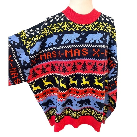 NEW Christmas Sweater Women's XXL Reindeer Snowflakes Holiday Crewneck - Picture 3 of 7